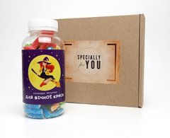 Лакричные конфеты- в баночке "Для вечной красоты" в крафтовой коробке- Прикольный подарок для настоящих женщин